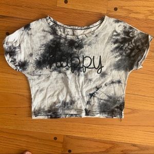 Black and White Tye Dye Crop Top
